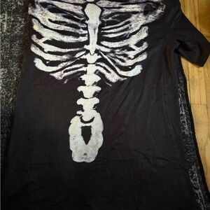 Black Tee with White Skeleton Chest Print